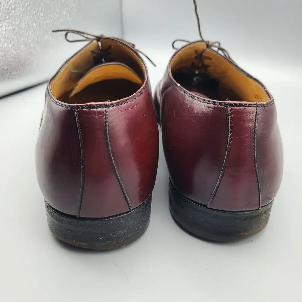 Salvatore Ferragamo Bordeaux Leather Lace Up Oxfords Shoes Men's Sz 12 D